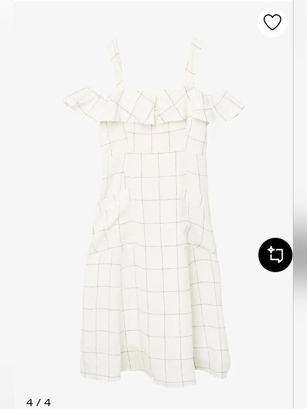 EUC Mango Casual- Off White Windowpane Ruffle Strap Dress- Sz US M